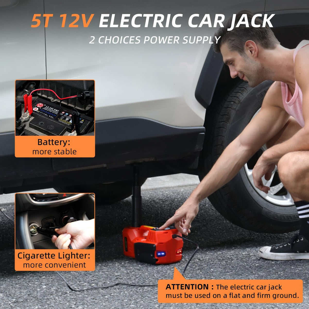 Electric Car Jack Kit 5 Ton 12V Hydraulic, Impact Wrench
