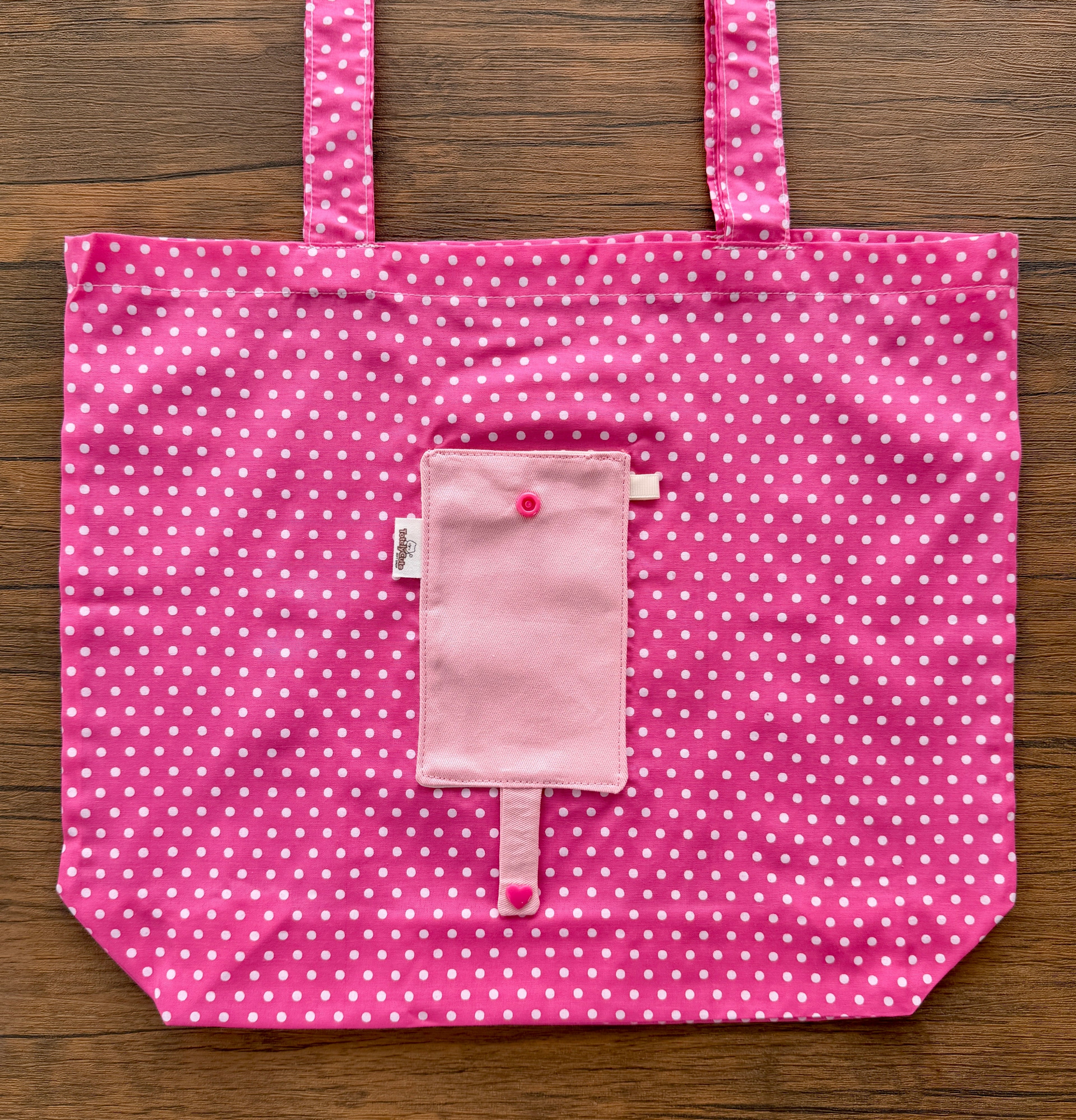 Handmade Compact Foldable Shopping Bag - Pink