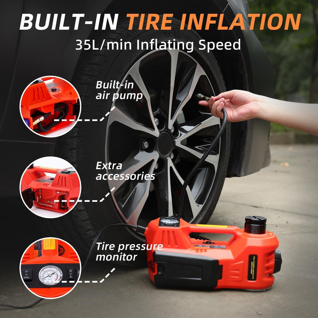 Electric Car Jack Kit 5 Ton 12V Hydraulic, Impact Wrench