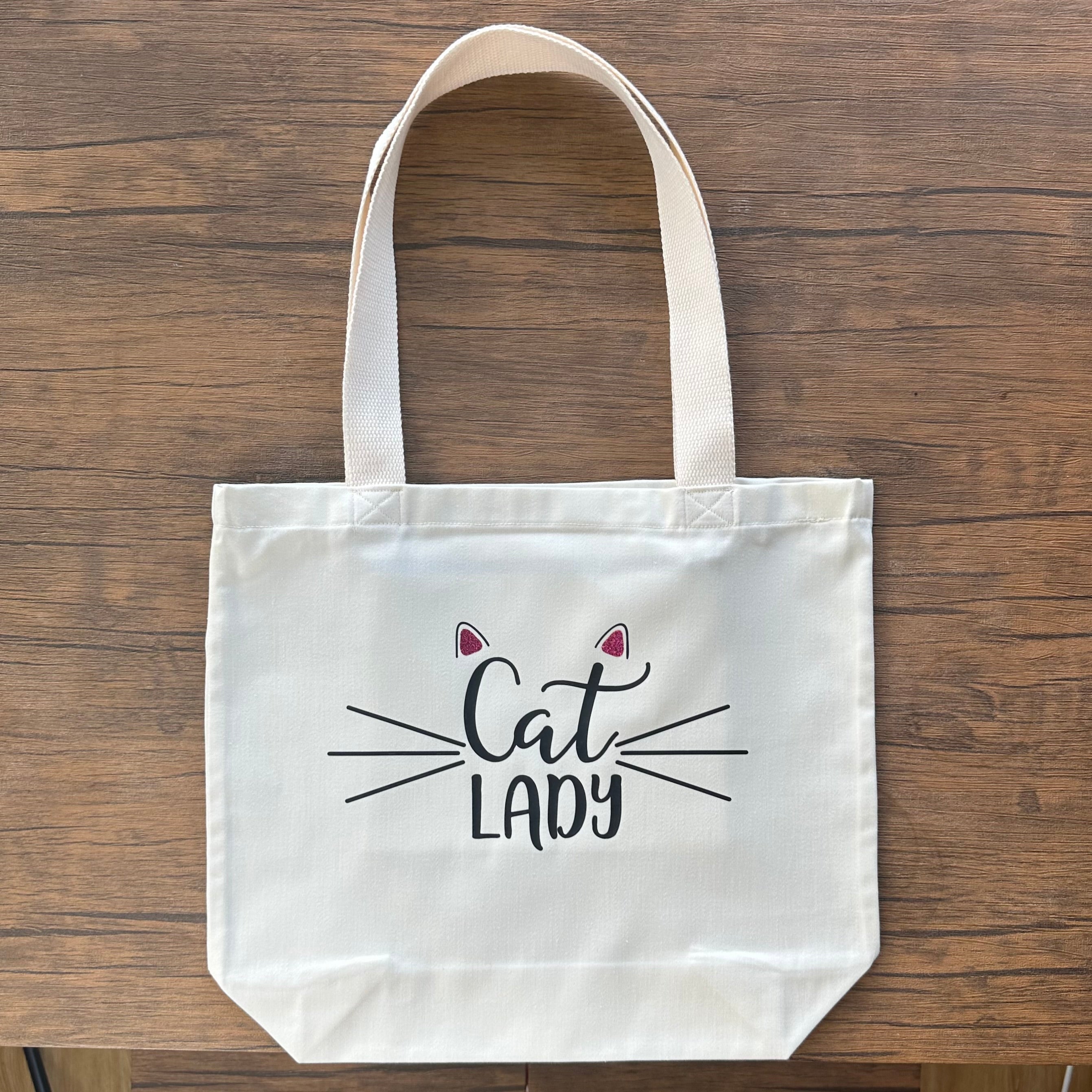 Personalised Tote Bag with Inner Zip Pocket – Custom Name Gift for Cat Lovers