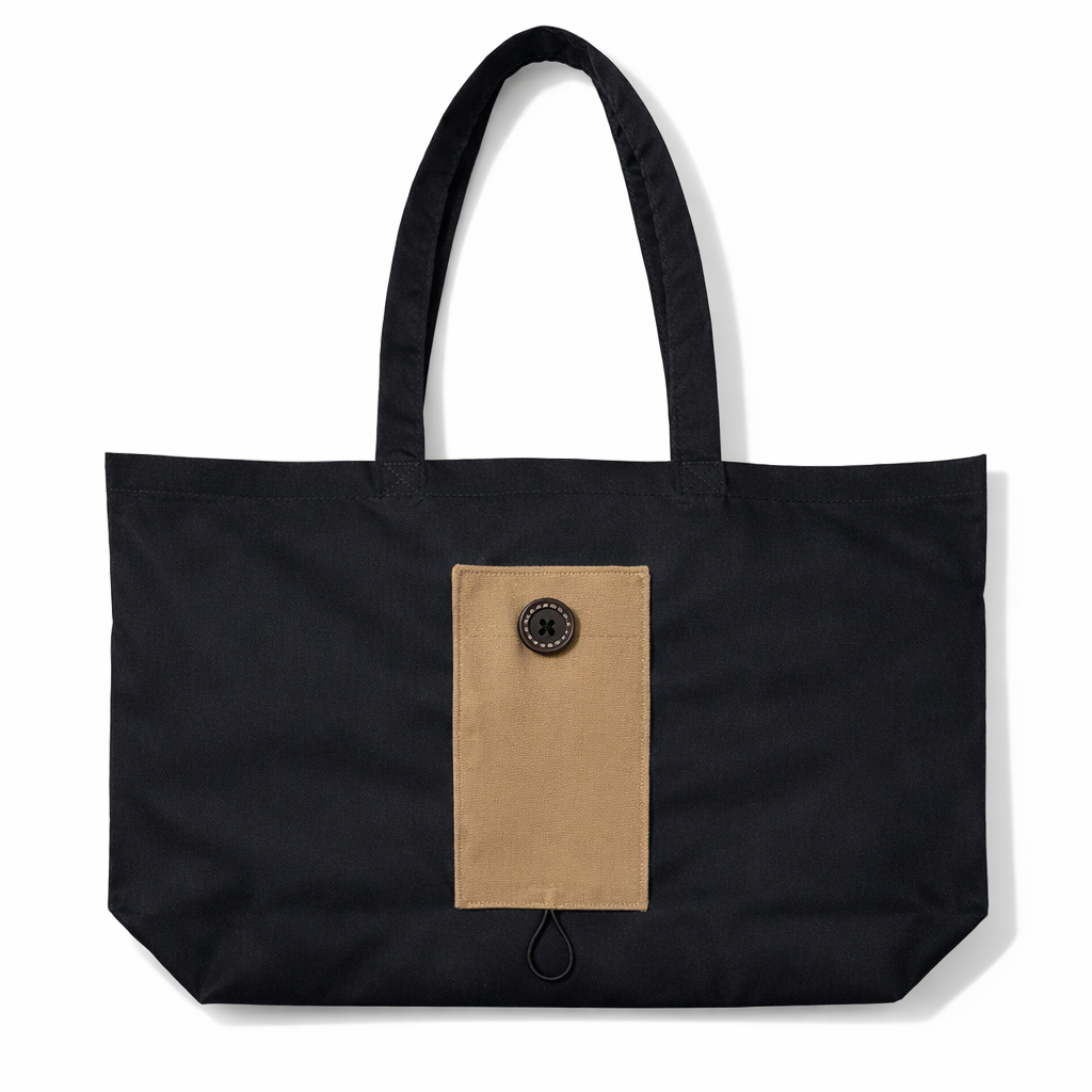 Handmade Foldable Tote Bag in Black & Brown – Reusable Shopping Bag