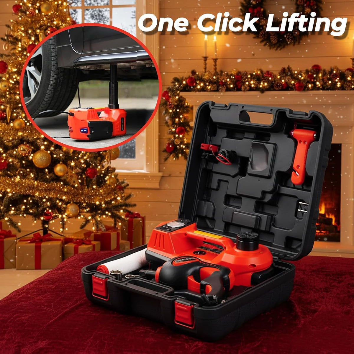 Electric Car Jack Kit 5 Ton 12V Hydraulic, Impact Wrench