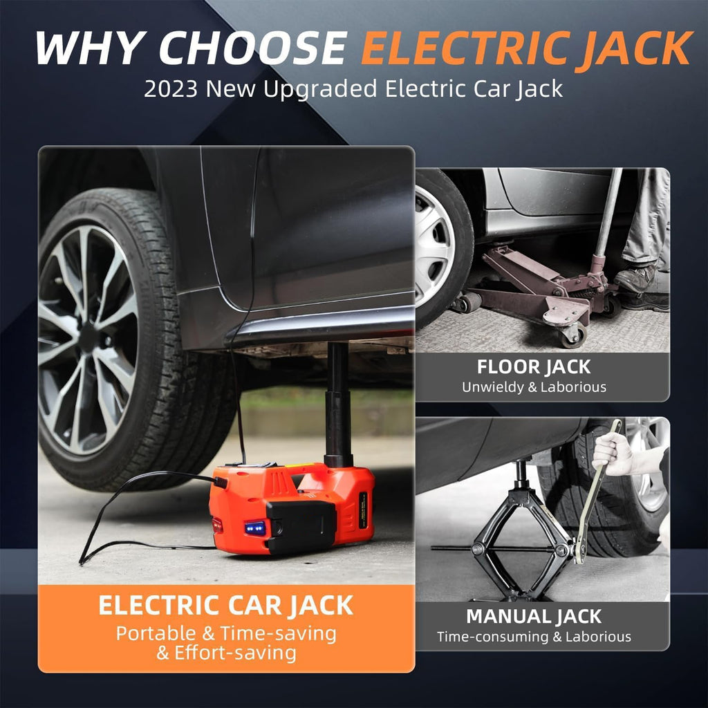 Electric Car Jack Kit 5 Ton 12V Hydraulic, Impact Wrench