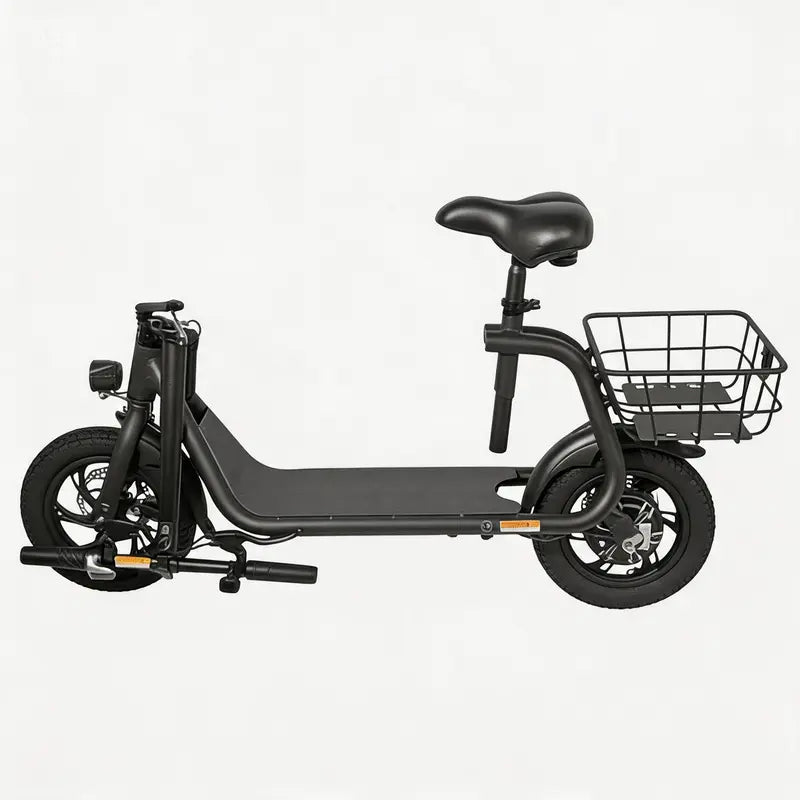 Foldable Commuter Electric Scooter with Seat & Basket