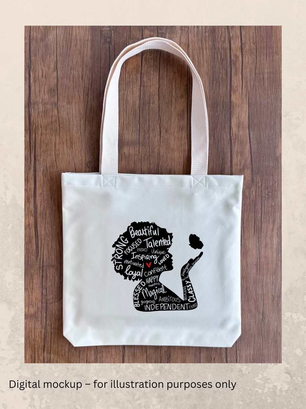 Personalised Handmade Tote Bag – Gift for Her, Custom Name, Secure Zip Pocket, High Quality Material