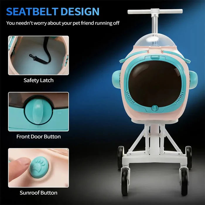 2-in-1 Space Capsule Pet Stroller with Cooling Fan