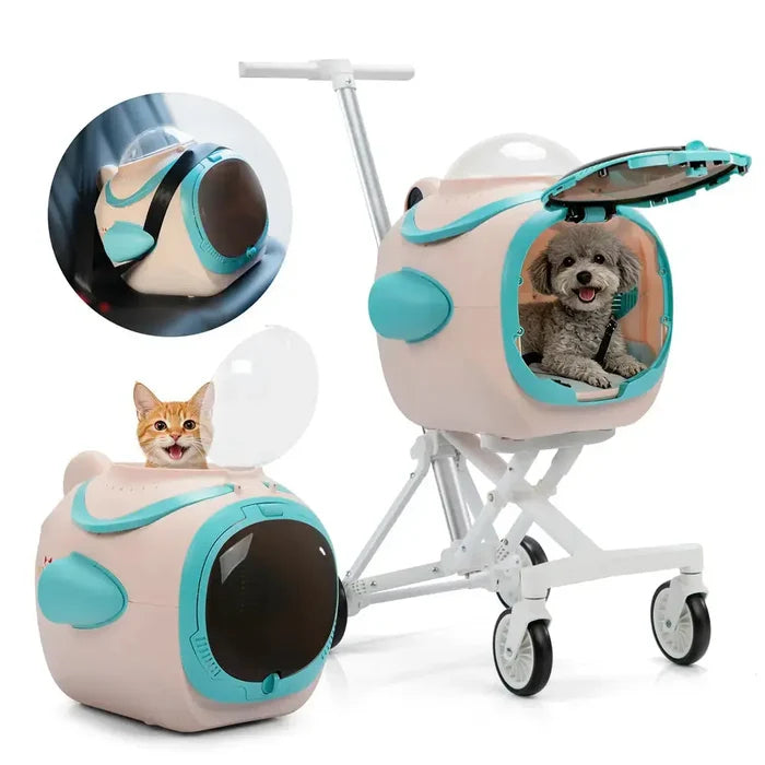 2-in-1 Space Capsule Pet Stroller with Cooling Fan