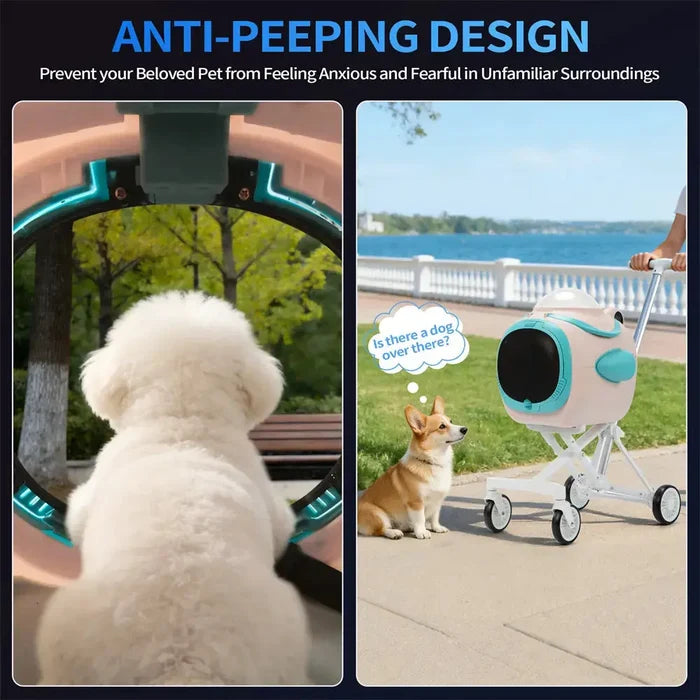 2-in-1 Space Capsule Pet Stroller with Cooling Fan