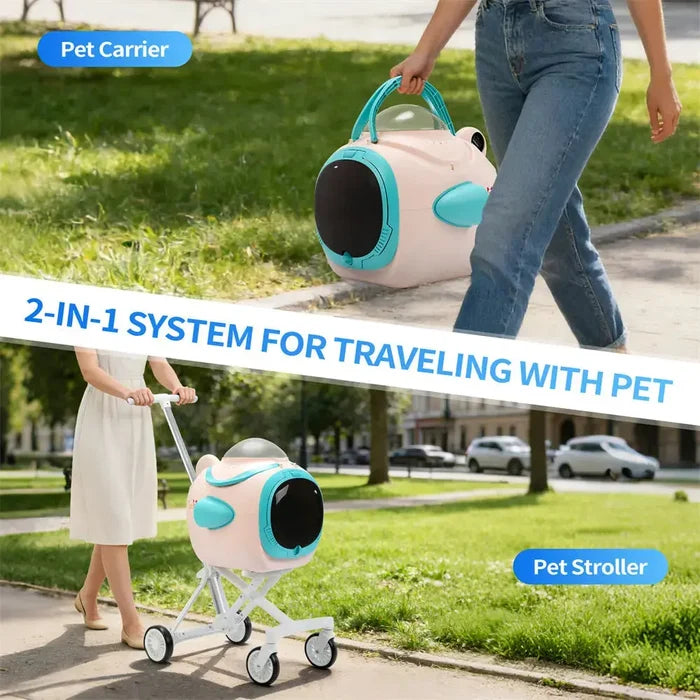 2-in-1 Space Capsule Pet Stroller with Cooling Fan