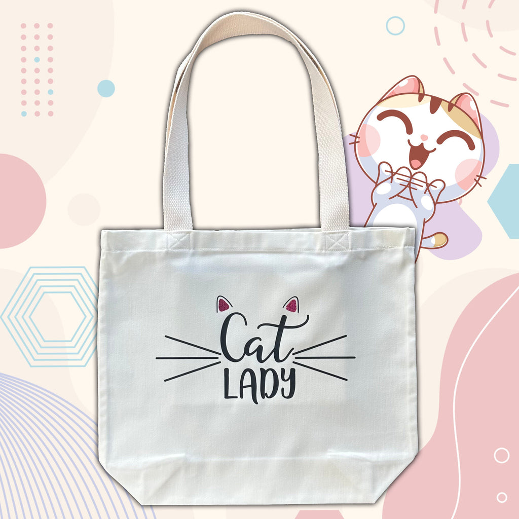 Personalised Tote Bag with Inner Zip Pocket – Custom Name Gift for Cat Lovers