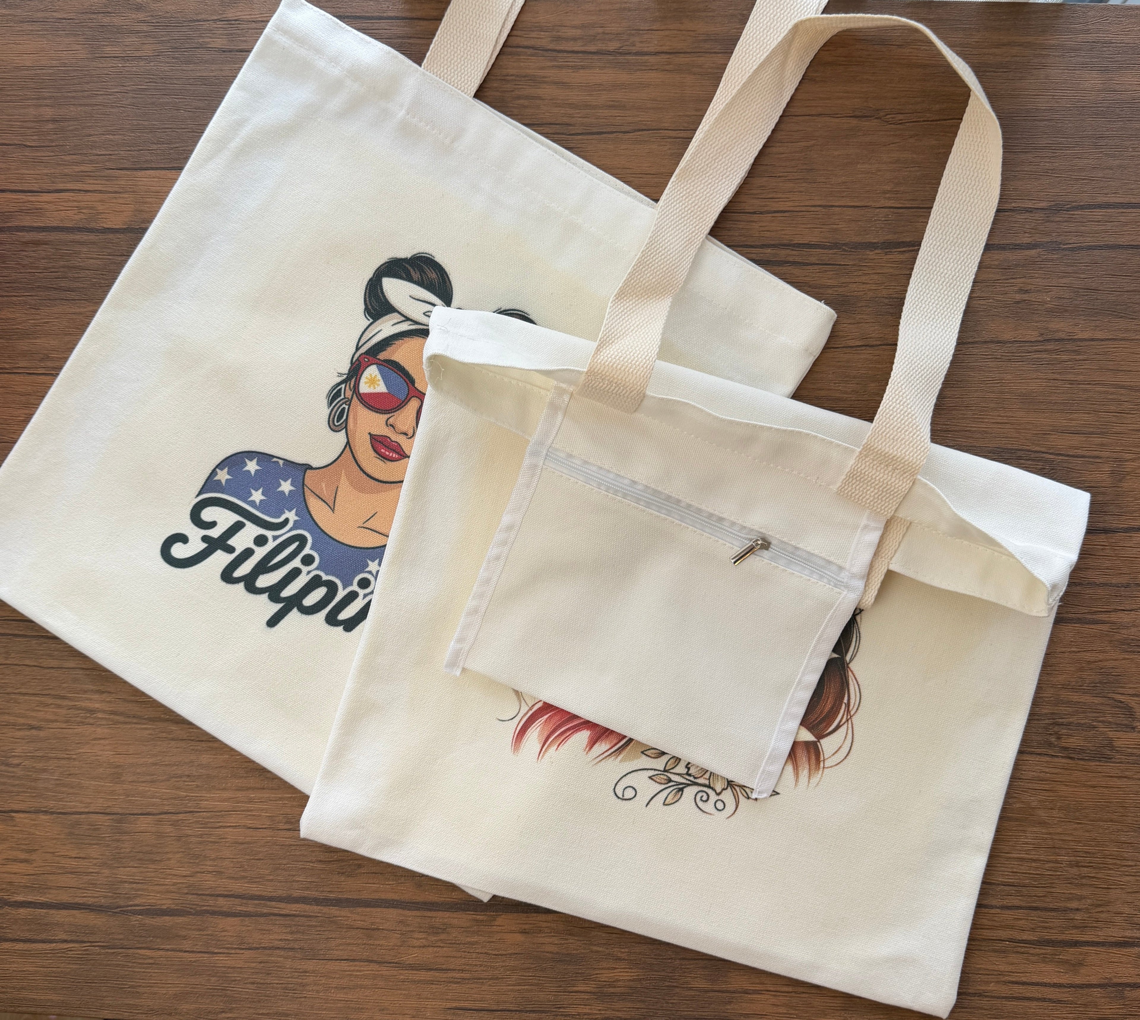 Filipino-Inspired Prints Cotton Canvas Tote Bag – with Zipper Pocket