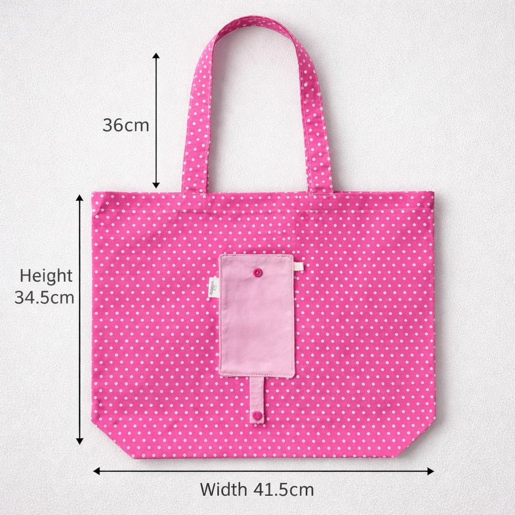 Handmade Compact Foldable Shopping Bag - Pink