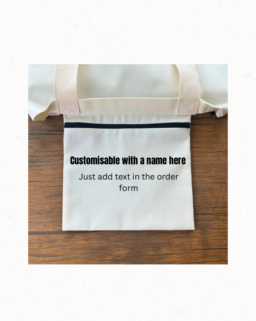 Personalised Tote Bag with Inner Zip Pocket – Custom Name Gift for Cat Lovers
