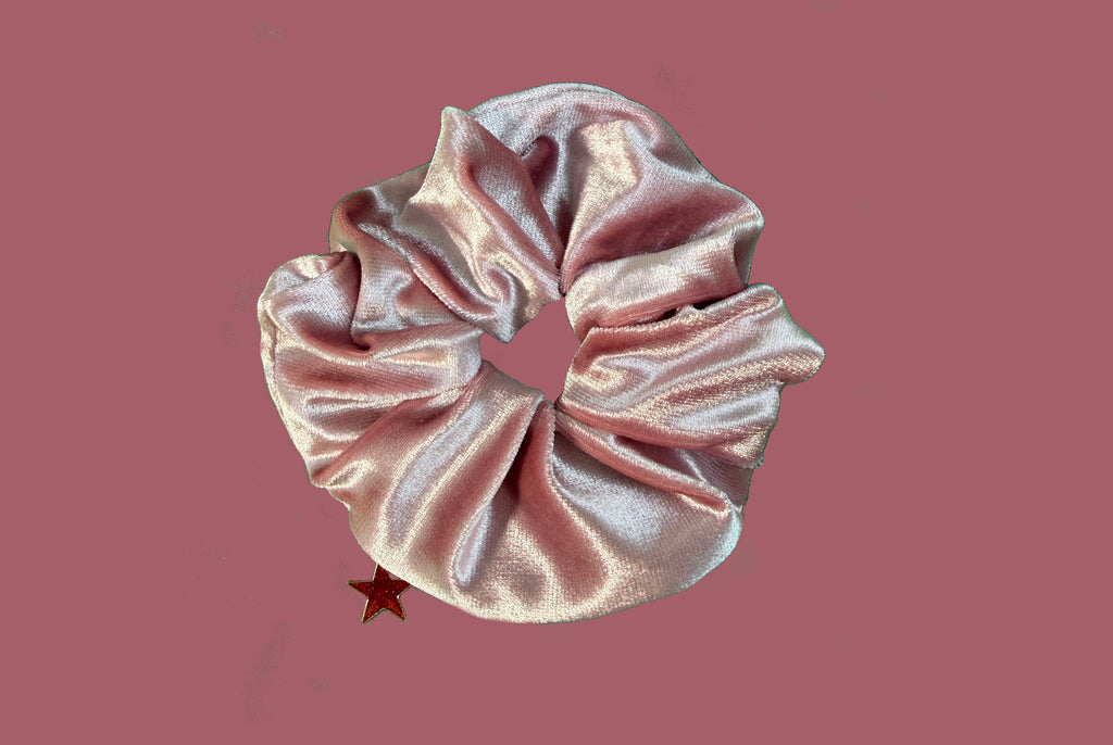 Velvet Secret Pocket Scrunchie with Gem Charm – Hidden Zipper Hair Tie