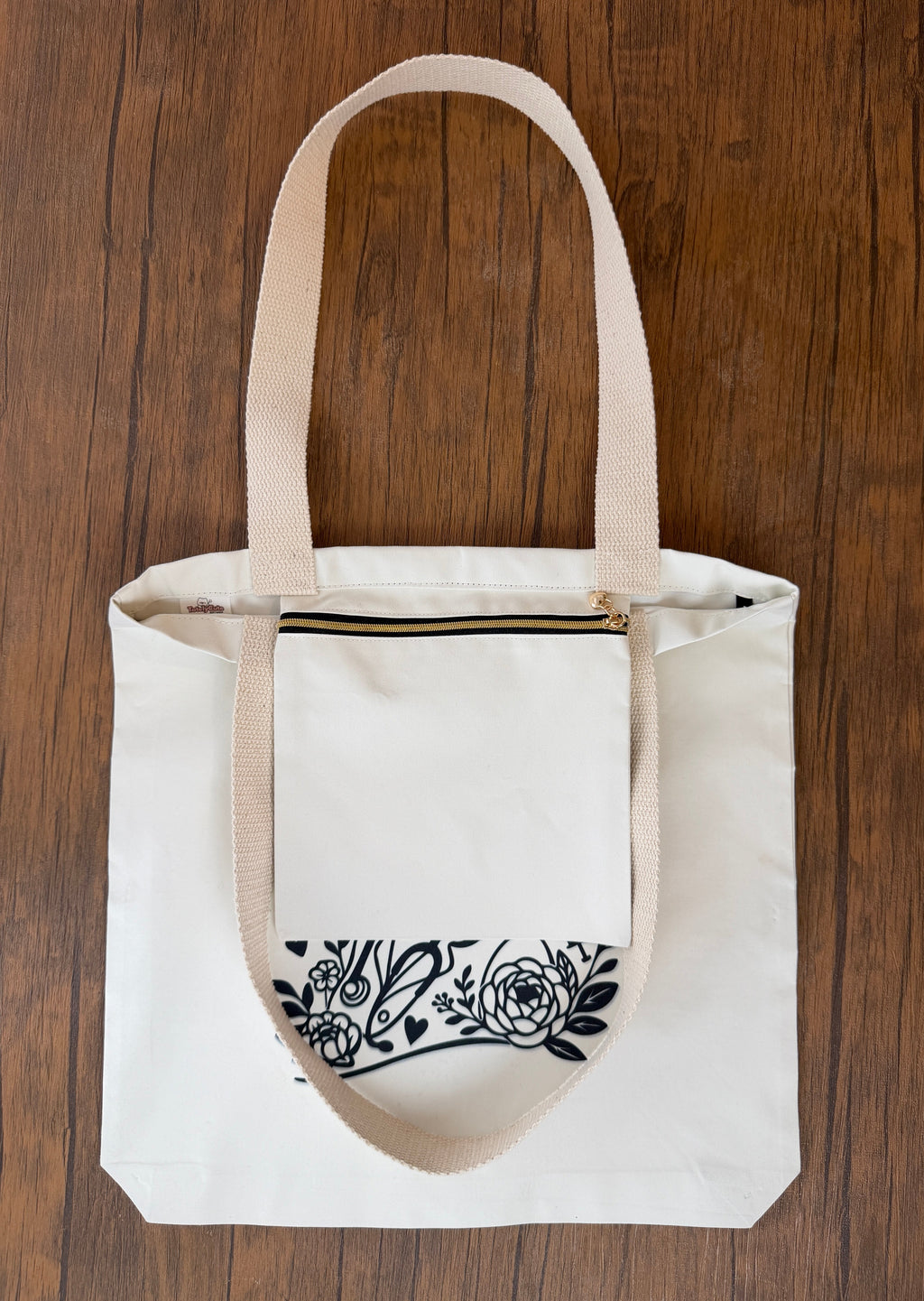 Personalised Handmade Tote Bag – Gift for Her, Custom Name, Secure Zip Pocket, High Quality Material