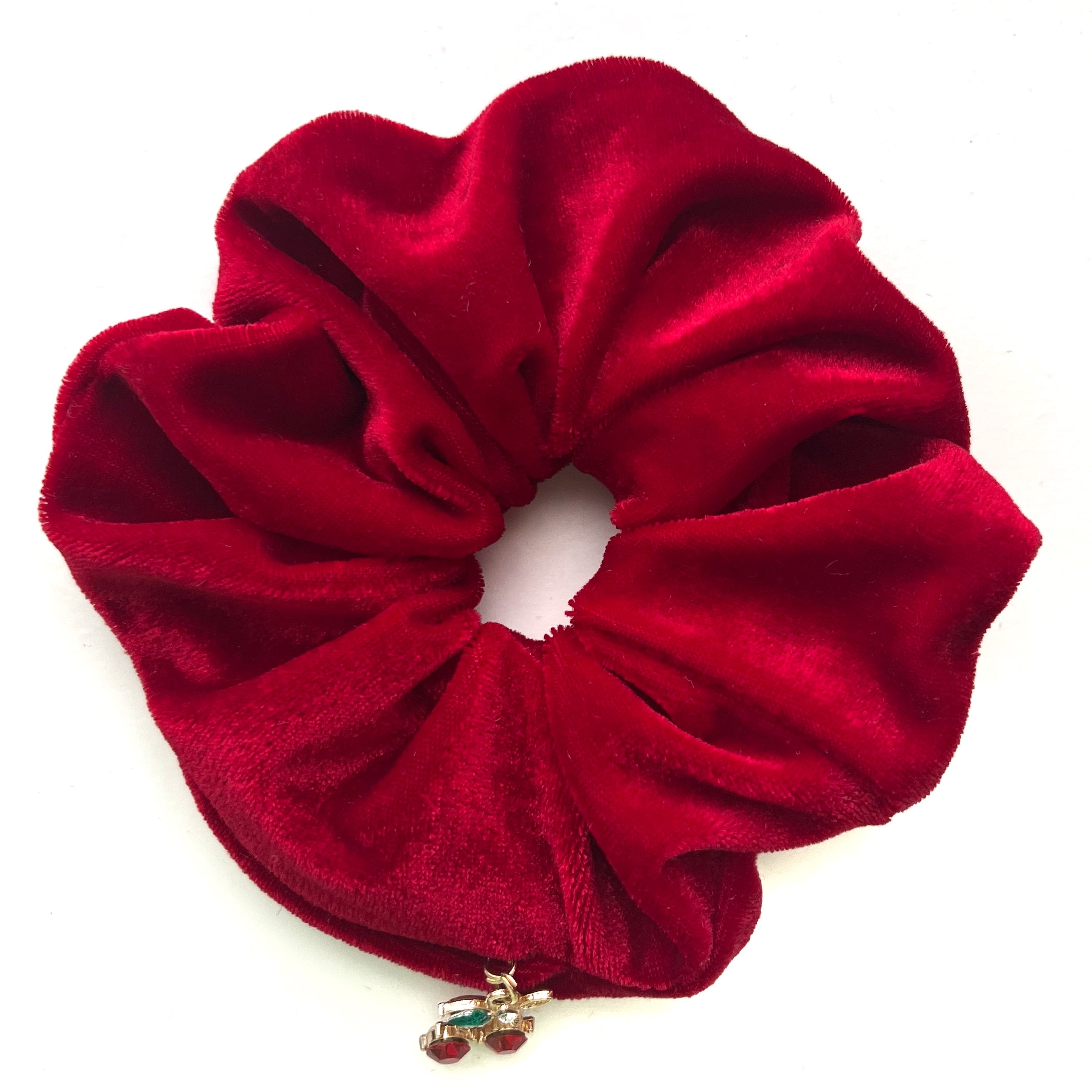 Velvet Secret Pocket Scrunchie with Gem Charm – Hidden Zipper Hair Tie