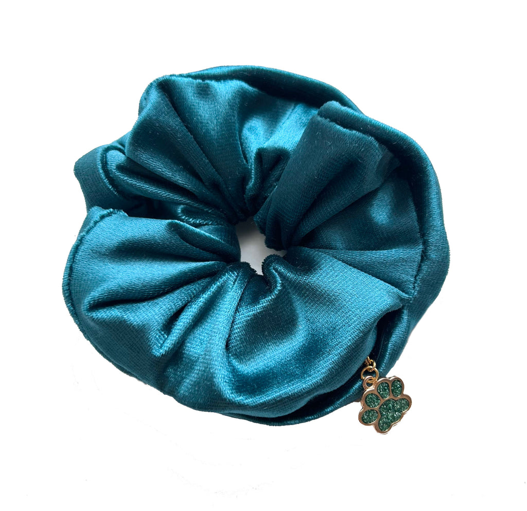 Velvet Secret Pocket Scrunchie with Gem Charm – Hidden Zipper Hair Tie