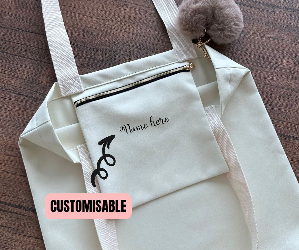 Personalised Handmade Tote Bag – Gift for Her, Custom Name, Secure Zip Pocket, High Quality Material