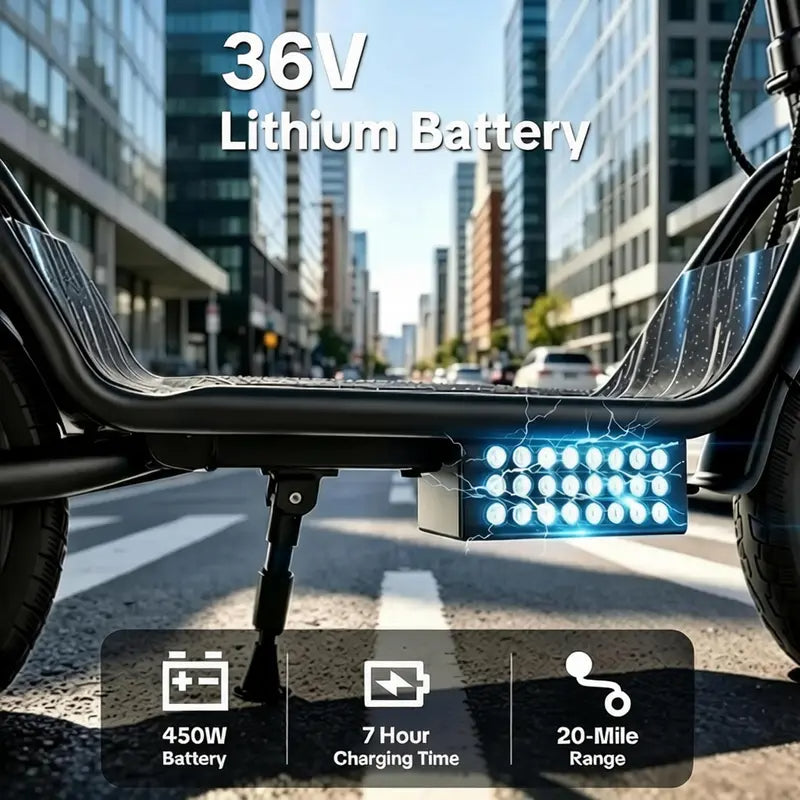 Foldable Commuter Electric Scooter with Seat & Basket