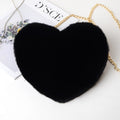 Faux Fur Heart-Shaped Mini Sling Bag with Gold Chain Strap