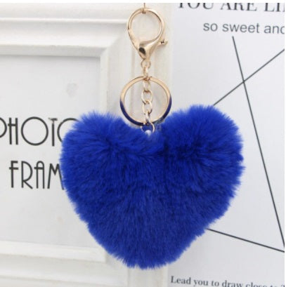 Fluffy Heart Keychain – Soft Faux Fur Bag Charm in Multiple Colours