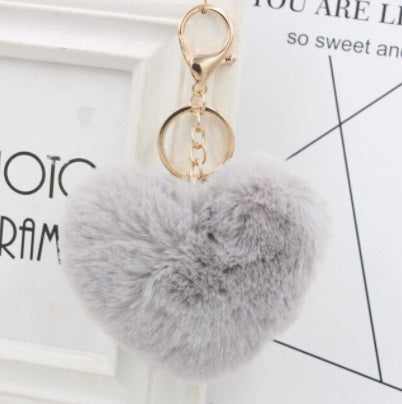 Fluffy Heart Keychain – Soft Faux Fur Bag Charm in Multiple Colours