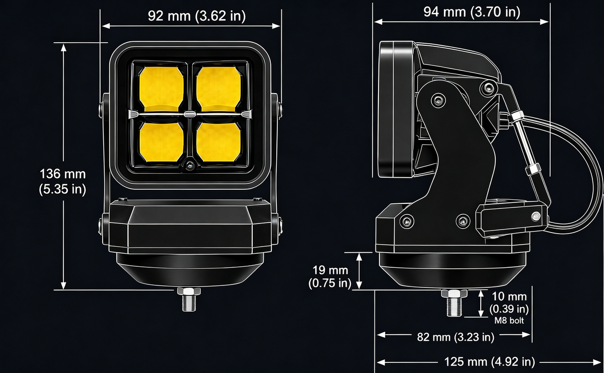 360° Rotatable Remote Controlled LED Search Light, 12-24V