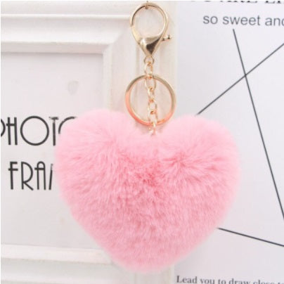 Fluffy Heart Keychain – Soft Faux Fur Bag Charm in Multiple Colours