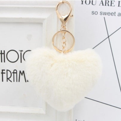 Fluffy Heart Keychain – Soft Faux Fur Bag Charm in Multiple Colours